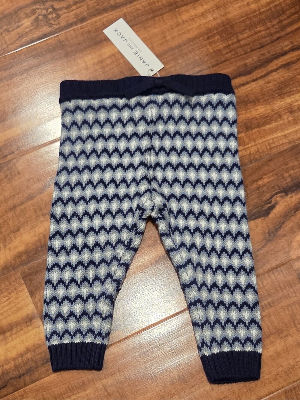 Janie and Jack NWT 6-12 Months Navy and Ivory Fair Isle Sweater Pants